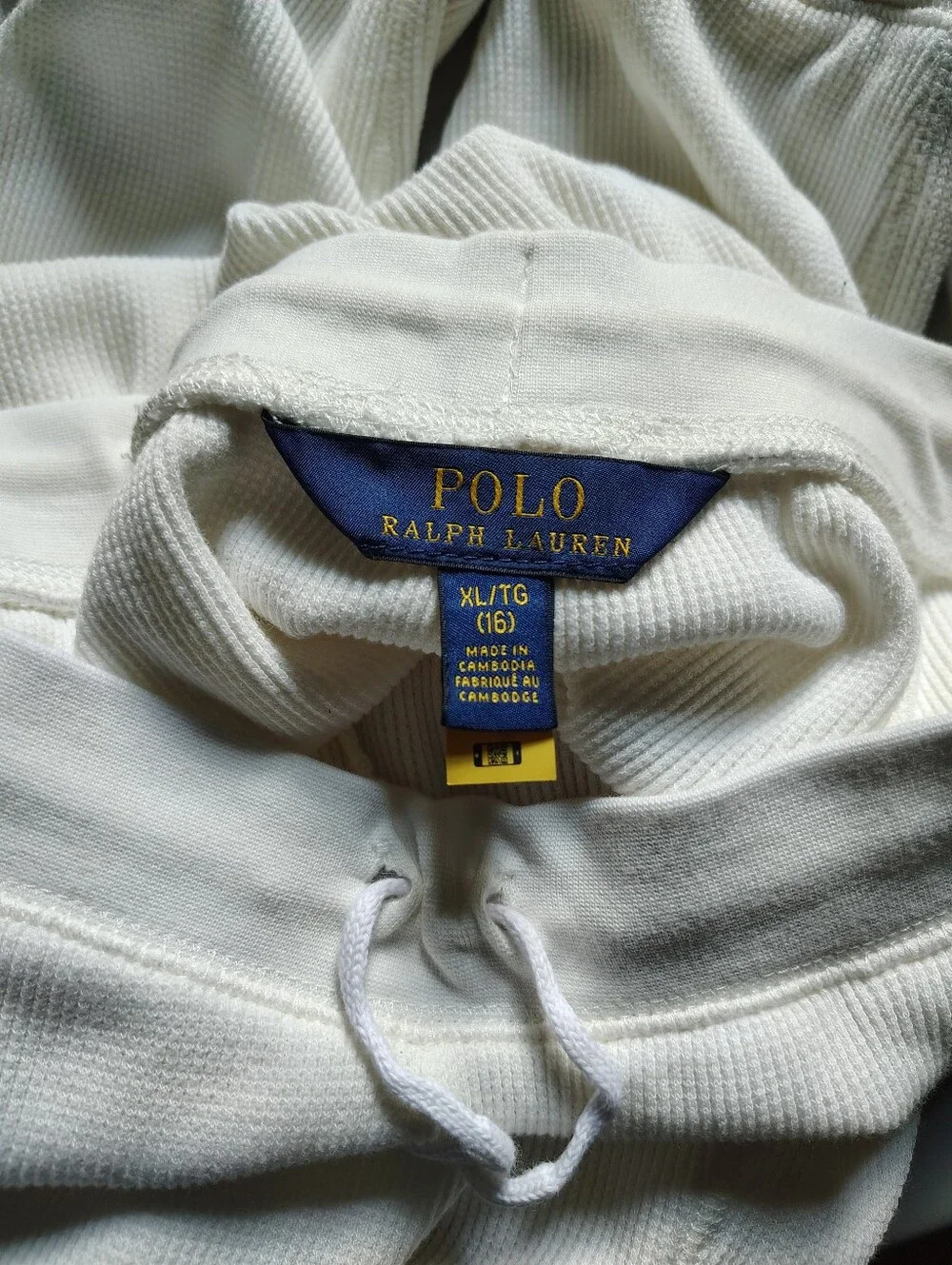 Polo Ralph Lauren White Waffle Knit Jogger Pants Girls XL 16 Cozy Casual Preppy